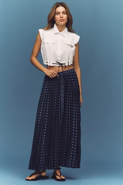 Maeve Pleated Button-Front Maxi Skirt