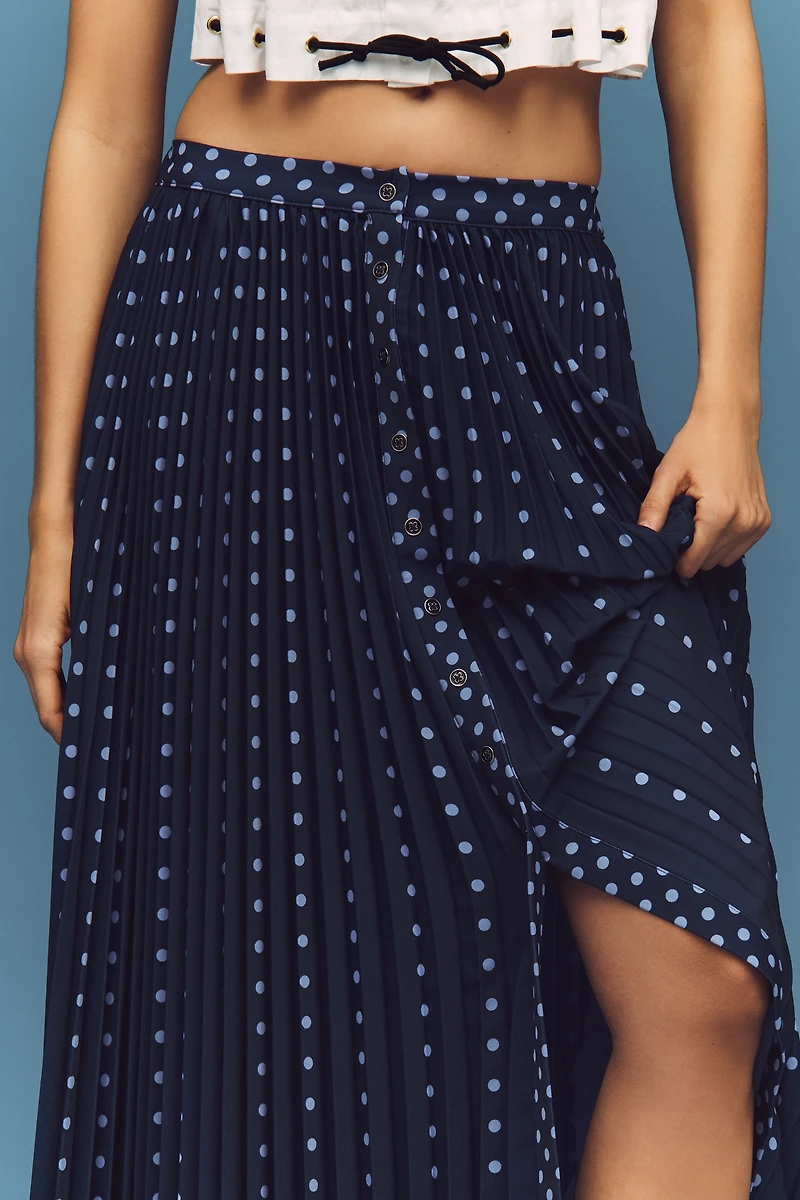 Maeve Pleated Button-Front Maxi Skirt