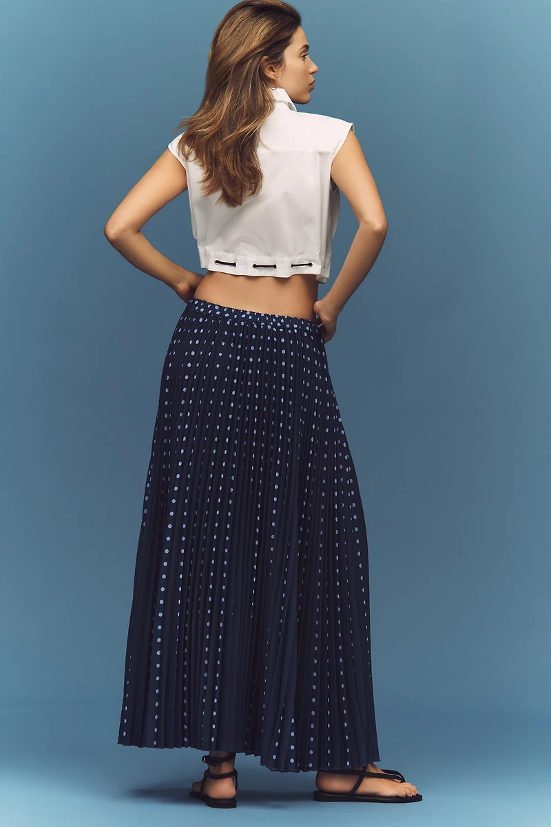 Maeve Pleated Button-Front Maxi Skirt