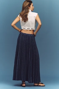 Maeve Pleated Button-Front Maxi Skirt