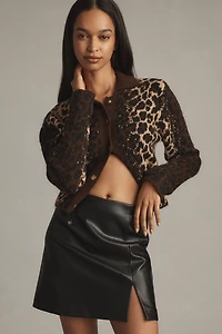 Maeve Faux Leather Side-Slit Micro Mini Skirt