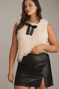 Maeve Faux Leather Side-Slit Micro Mini Skirt