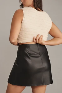 Maeve Faux Leather Side-Slit Micro Mini Skirt