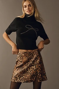 Maeve Faux Leather Side-Slit Micro Mini Skirt