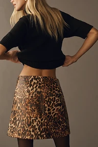 Maeve Faux Leather Side-Slit Micro Mini Skirt