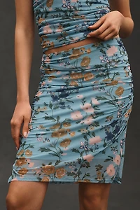 Maeve Printed Mesh Knee-Length Skirt