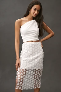 By Anthropologie 3D Texture Sheer Slip Midi Skirt