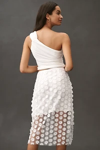 By Anthropologie 3D Texture Sheer Slip Midi Skirt