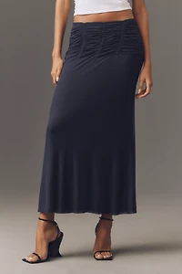 Maeve Ruched Yoke Column Maxi Skirt