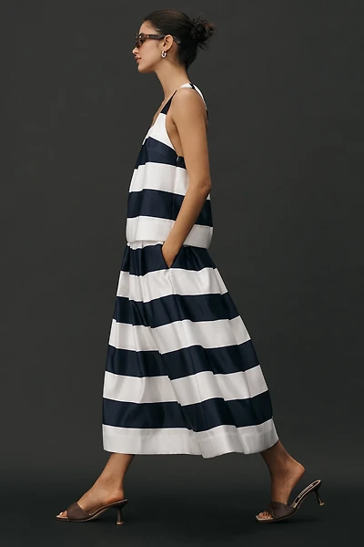 Maeve Full Striped Midi Skirt