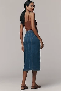 Pilcro Corset Denim Midi Skirt