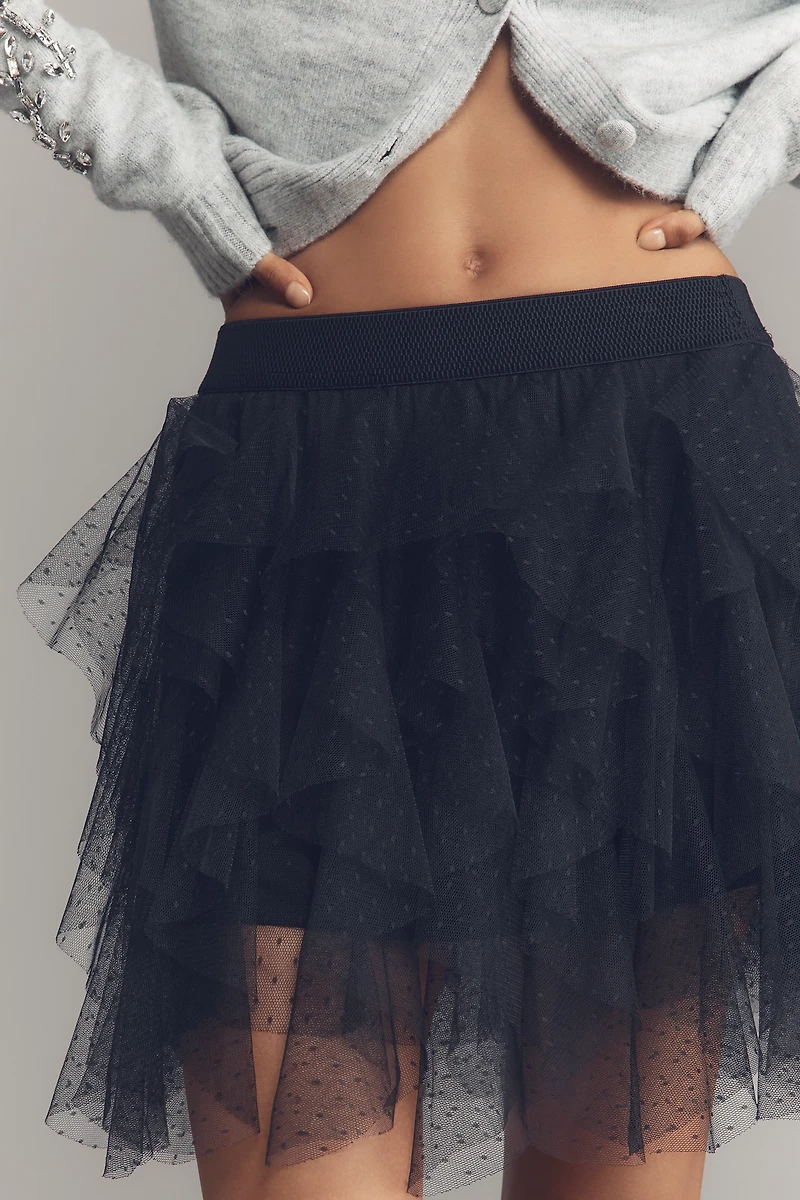 The Chéri Ruffled Tulle Mini Skirt by Anthropologie