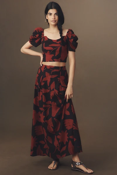 By Anthropologie Linen Blend Maxi Skirt