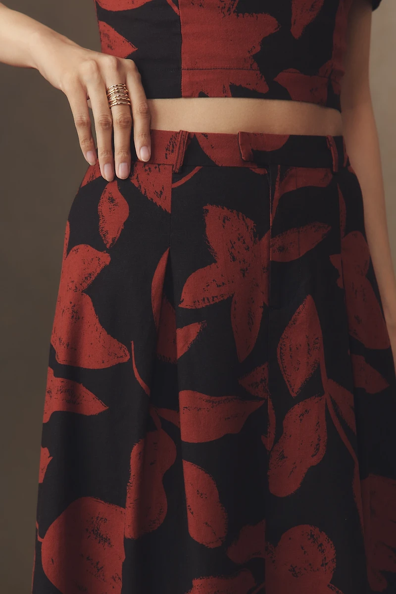 By Anthropologie Linen Blend Maxi Skirt