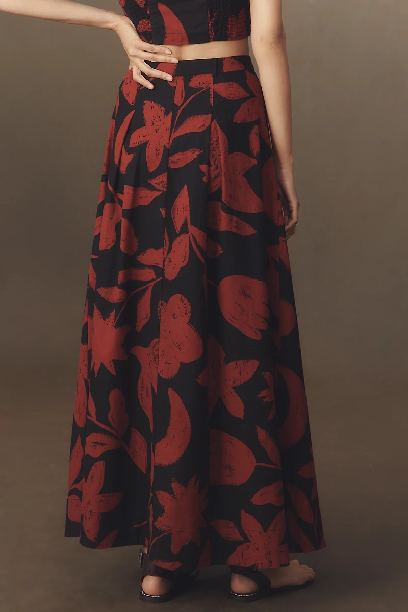 By Anthropologie Linen Blend Maxi Skirt