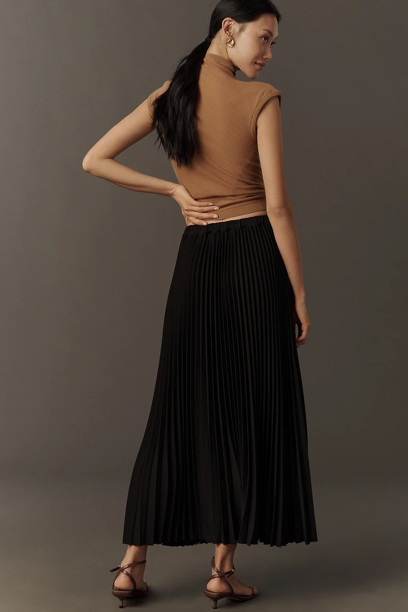 Maeve Pleated Button-Front Midi Skirt