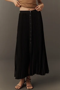 Maeve Pleated Button-Front Midi Skirt