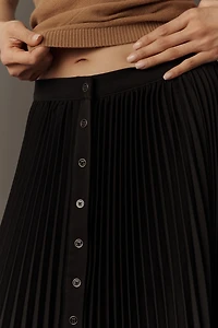 Maeve Pleated Button-Front Midi Skirt