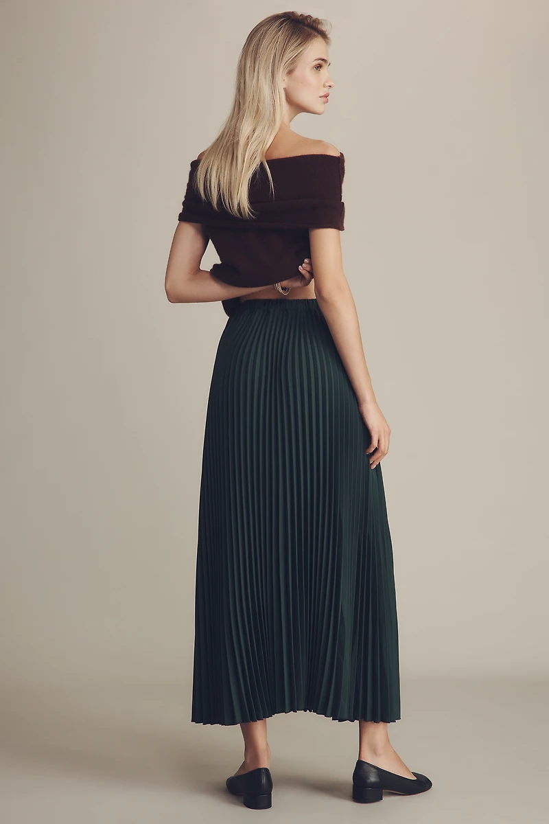Maeve Pleated Button-Front Midi Skirt