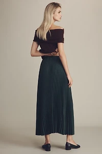 Maeve Pleated Button-Front Midi Skirt