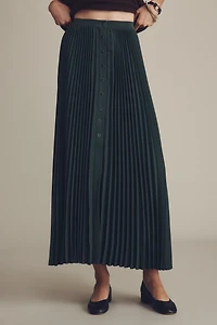 Maeve Pleated Button-Front Midi Skirt