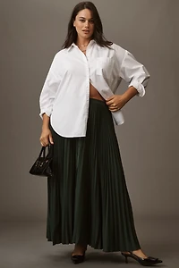 Maeve Pleated Button-Front Midi Skirt