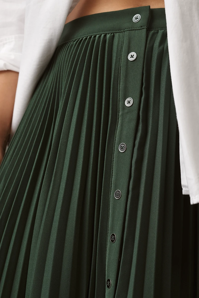 Maeve Pleated Button-Front Midi Skirt
