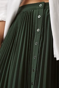 Maeve Pleated Button-Front Midi Skirt