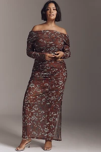 The Aleda Mesh Ruched Maxi Skirt by Maeve