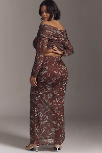 The Aleda Mesh Ruched Maxi Skirt by Maeve