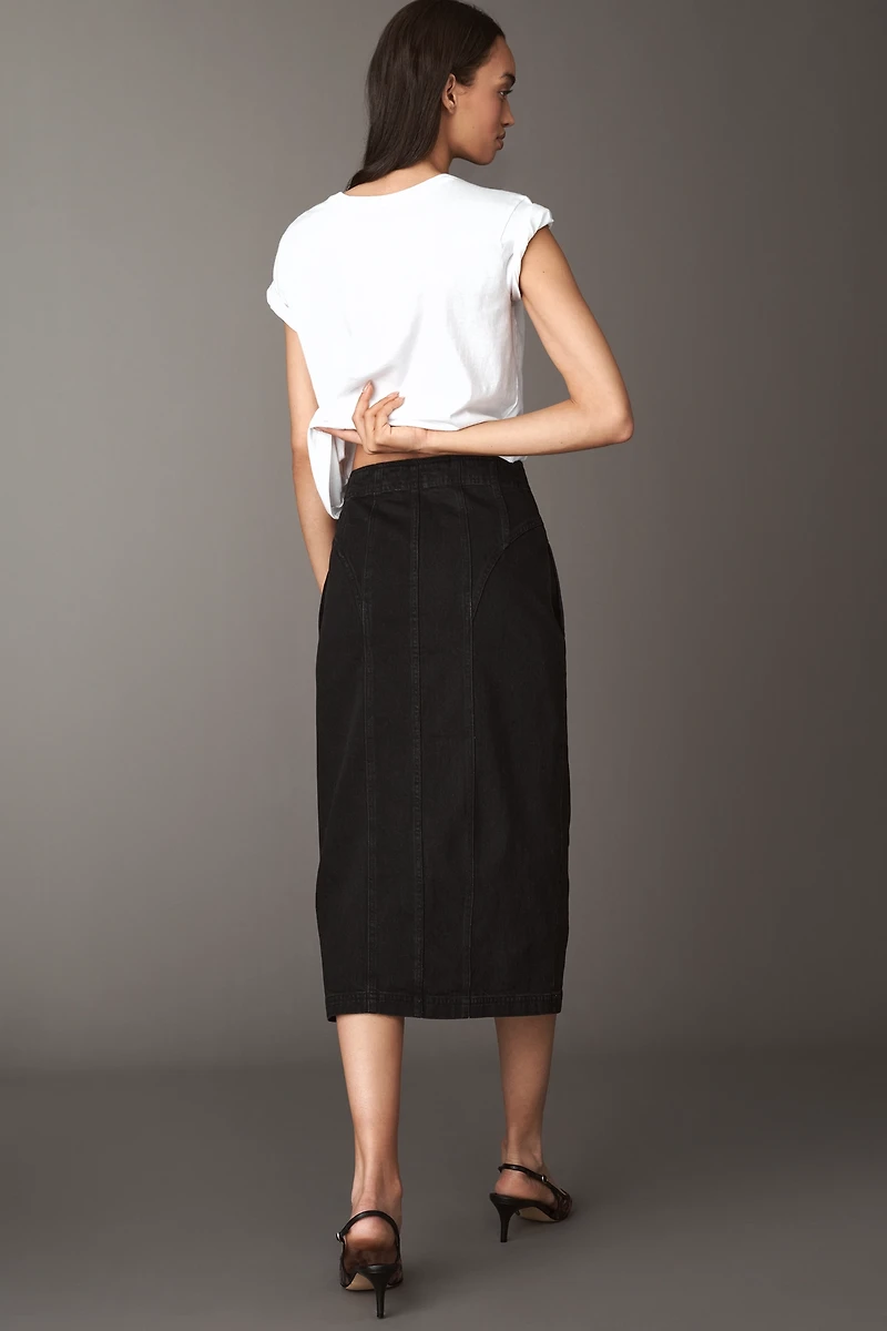 Pilcro Corseted Denim Pencil Skirt