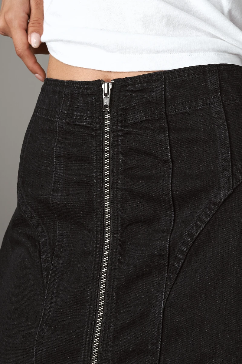 Pilcro Corseted Denim Pencil Skirt