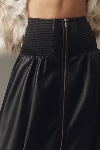 The Tommie Faux-Leather Zip-Front Midi Skirt