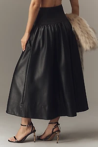 The Tommie Faux-Leather Zip-Front Midi Skirt