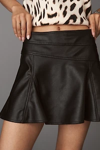 Pilcro Faux-Leather Flounce Mini Skirt