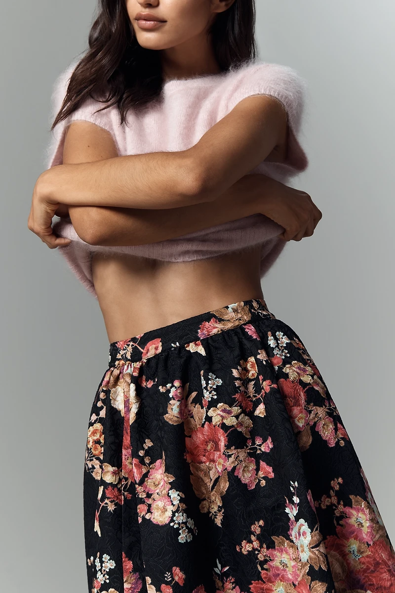 The Jacie Floral Jacquard Midi Skirt by Maeve