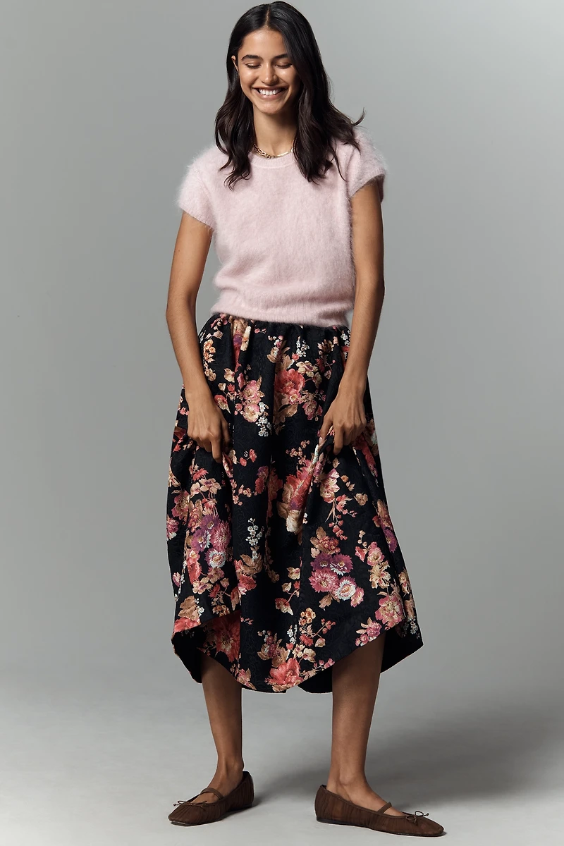 The Jacie Floral Jacquard Midi Skirt by Maeve
