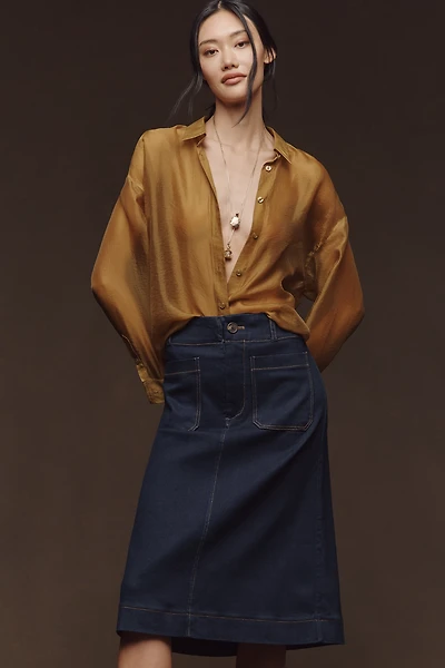 The Colette Denim A-Line Skirt by Maeve