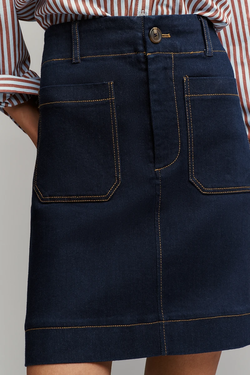 The Colette Denim A-Line Skirt by Maeve