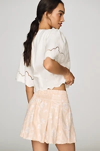 By Anthropologie The Washed Embroidered Mini Skirt