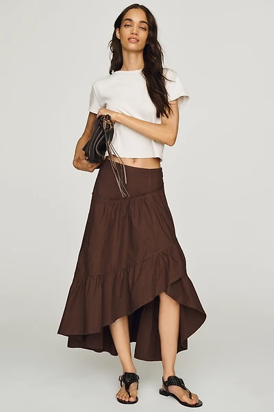 Pilcro Tiered Asymmetrical Midi Skirt
