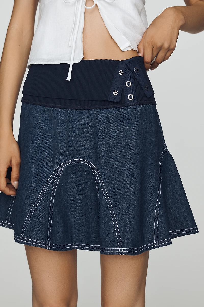 Pilcro Foldover Denim Mini Skirt