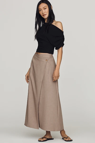 By Anthropologie Crossover Wrap Maxi Skirt
