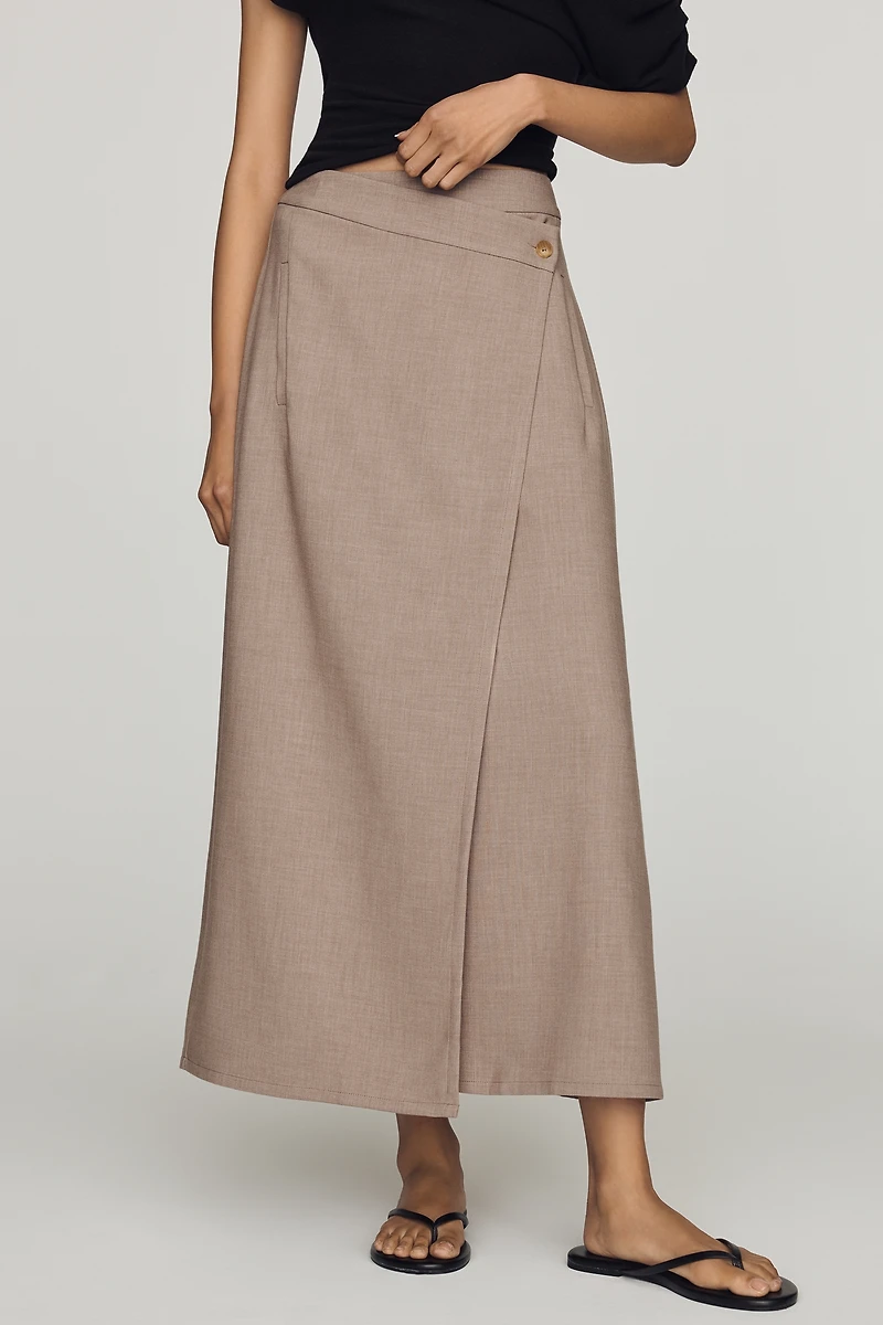 By Anthropologie Crossover Wrap Maxi Skirt