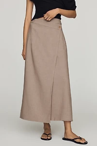 By Anthropologie Crossover Wrap Maxi Skirt