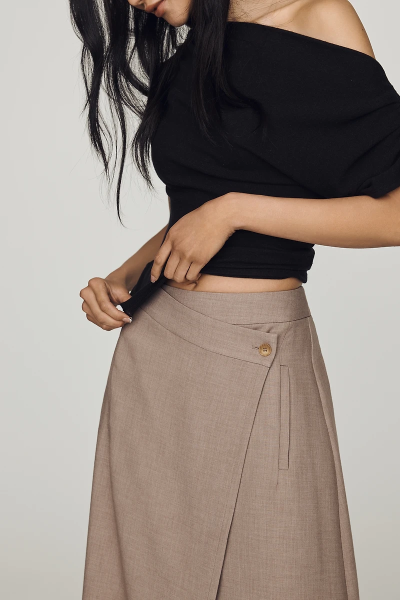 By Anthropologie Crossover Wrap Maxi Skirt