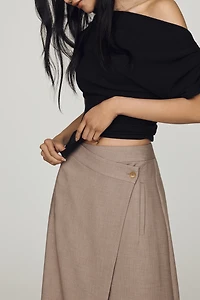 By Anthropologie Crossover Wrap Maxi Skirt