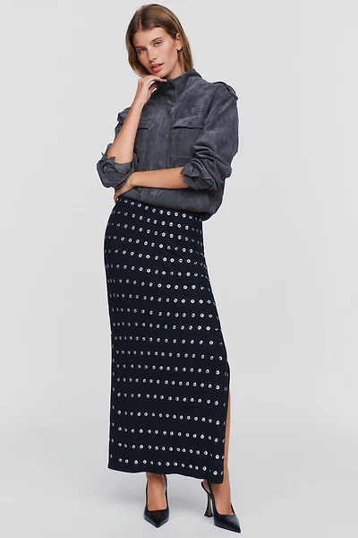 By Anthropologie Studded Midi Skirt