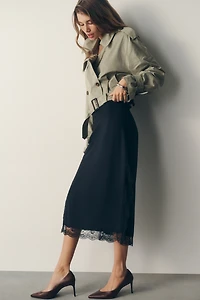 By Anthropologie Lace Trim Midi Skirt