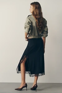 By Anthropologie Lace Trim Midi Skirt